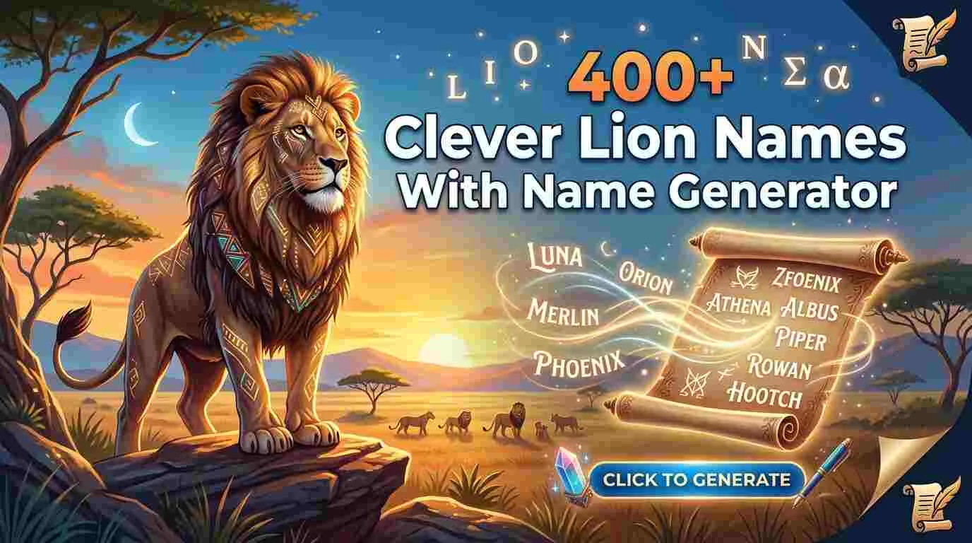 Brave and Catchy Lion Names With Name Generator