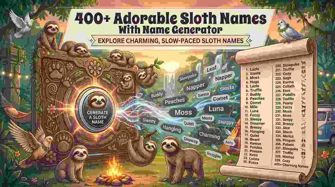 400+ Adorable Sloth Names With Name Generator